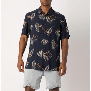 NWT Zanerobe Paradise Short Sleeve Shirt Navy Floral Button Front Size L